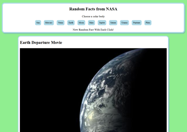 screenshot of nasa facts website